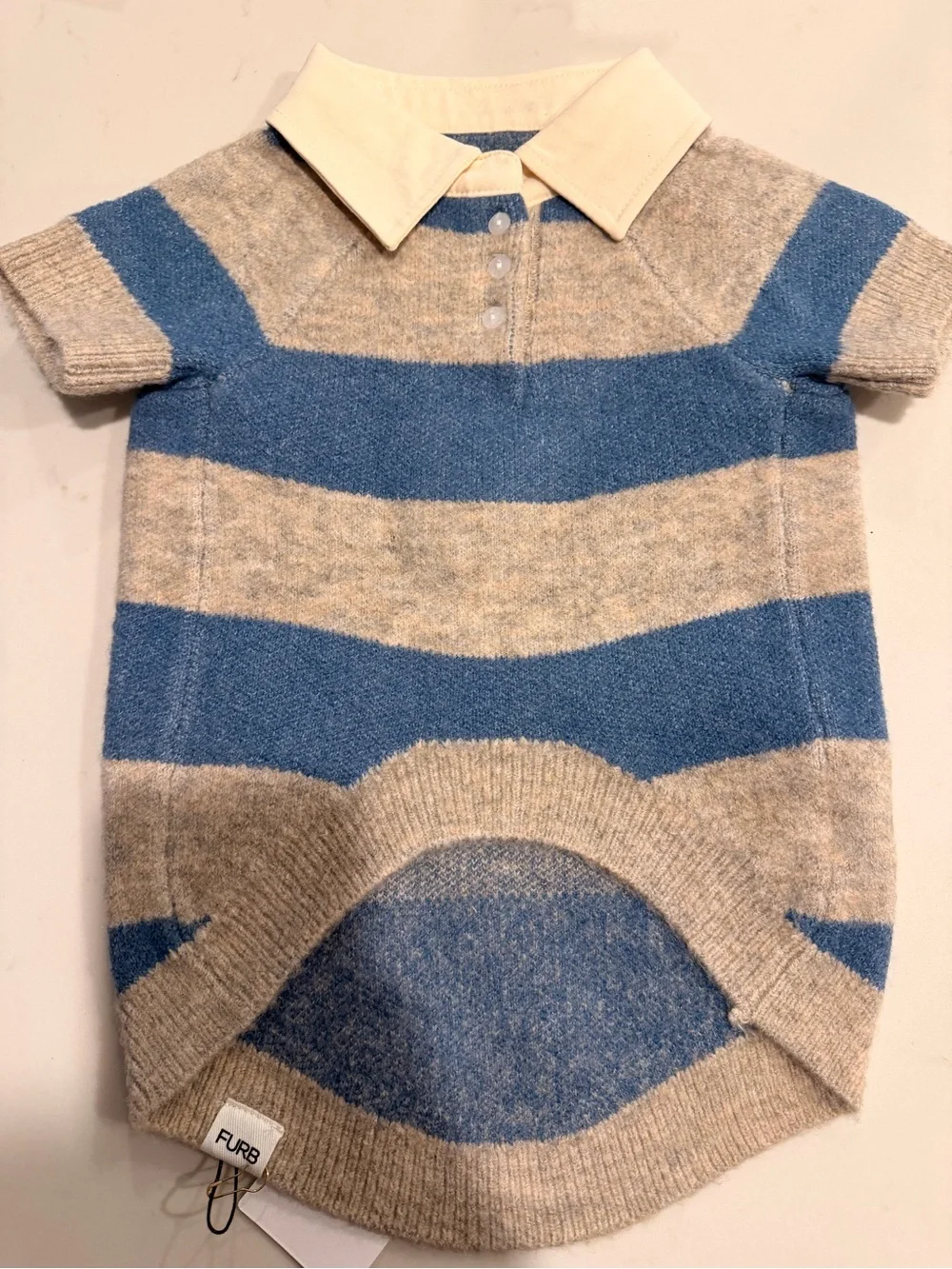Furb By Anthropologie Striped Rugby Pet Sweater Sz L